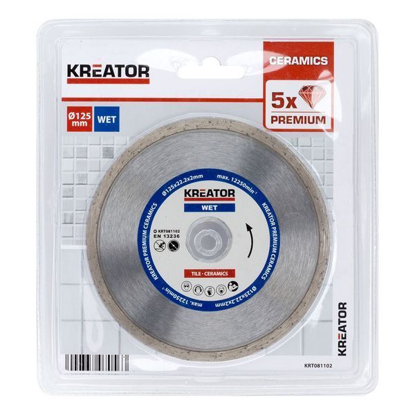 Диск алмазний відрізний для плитки та кераміки &Oslash; 125х22.2х2мм Kreator KRT081102 фото