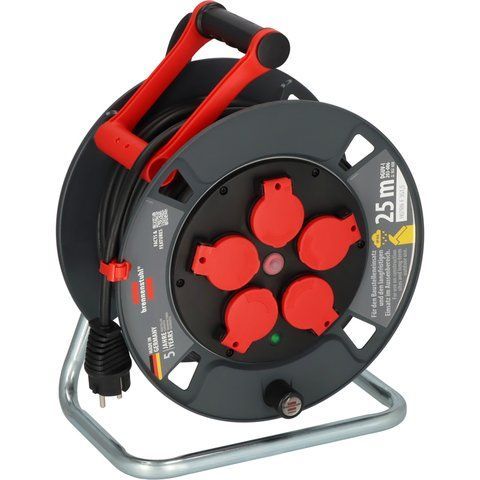 Подовжувач на котушці 25 м Brennenstuhl Professional 300 KU 2100 5 розеток 3300 Вт 220 В 16 А IP44 H07RN-F 3G1,5мм&sup2; -25&deg;С чорний 9231250100 фото