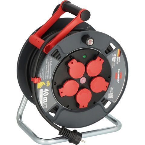 Подовжувач на котушці 40 м Brennenstuhl Professional 320 KU 4200 5 розеток 3300 Вт 220 В 16 А IP44 H07RN-F 3G2,5мм&sup2; -25&deg;С чорний 9232400100 фото