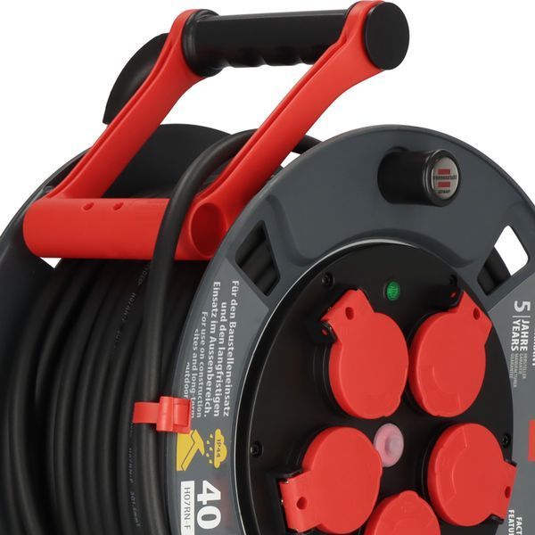 Подовжувач на котушці 40 м Brennenstuhl Professional 320 KU 4200 5 розеток 3300 Вт 220 В 16 А IP44 H07RN-F 3G2,5мм&sup2; -25&deg;С чорний 9232400100 фото