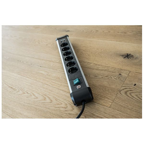 Подовжувач 3 метри 6 розеток Brennenstuhl Premium Alu-Line 3500 Вт 2 USB чорний 1391030610 фото