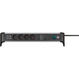 Мережевий фільтр 1,8 метра 4 розетки Brennenstuhl Alu-Office-Line 60000A 2 USB 5V/3100 mA 3500 Вт 16 А 3х1,5мм&sup2; (1391020410)  фото