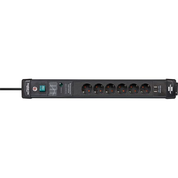 Мережевий фільтр 3 метри 6 розеток Brennenstuhl Premium-Line 60000A EMI/RFI 2 USB 5V/3100 mA 3500 Вт 16 А 3х1,5мм&sup2; 1951160606 фото