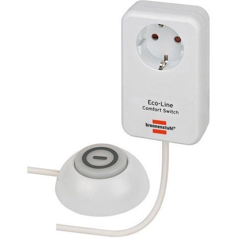 Адаптер розетка Brennenstuhl Eco Line Comfort Switch 1 розетка вимикач 220В 16А 3500 Вт білий(1508220) 1508220 фото