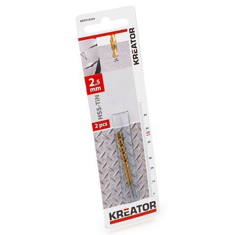 Титанове свердло по металу &Oslash; 2.5x57mm Kreator KRT010204 фото