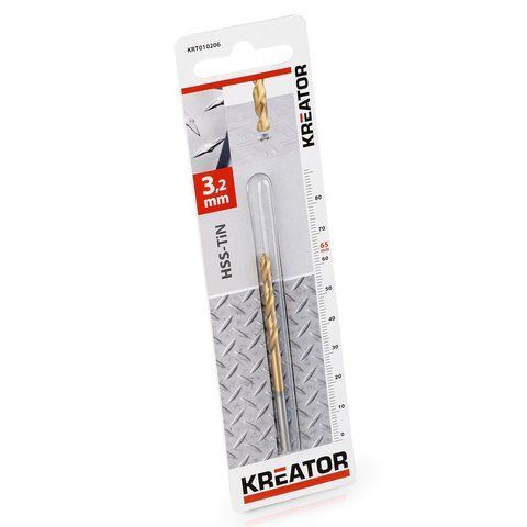 Титанове свердло по металу &Oslash; 3.2x65mm Kreator KRT010206 фото
