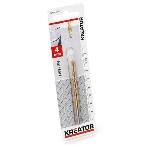Свердло по металу з титановим покриттямі &Oslash; 4x75mm Kreator KRT010208 фото