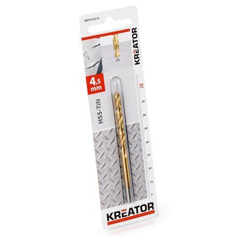 Титанове свердло по металу &Oslash; 4.5x80mm Kreator KRT010210 фото