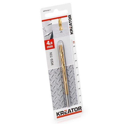 Титанове свердло по металу &Oslash; 4.8x86mm Kreator KRT010211 фото