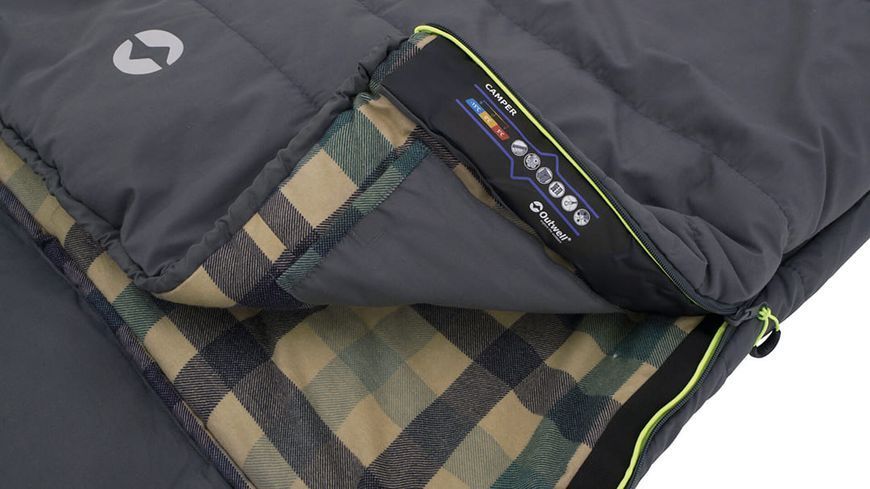 Спальний мішок ковдра Outwell бавовняний та капюшоном Camper 5&deg;C/0&deg;C/15&deg;C 2-3 сезони 230418 фото