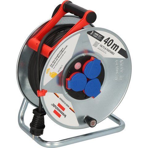 Подовжувач на котушці 40 м Brennenstuhl Garant-S 3 розетки 3300 Вт 220 В 16 А IP44 H07RN-F 3G1,5мм&sup2; чорний 1198340 фото