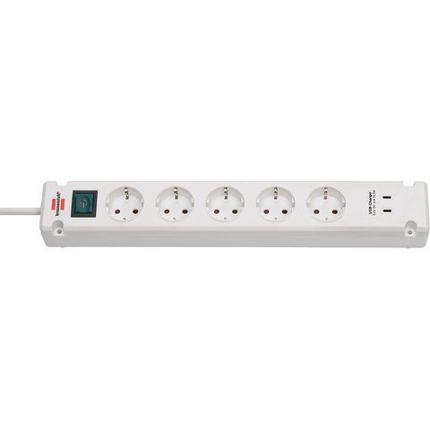Подовжувач 3 метри 5 розеток Brennenstuhl Bremounta 2 USB 3500 Вт білий 1150660425 фото