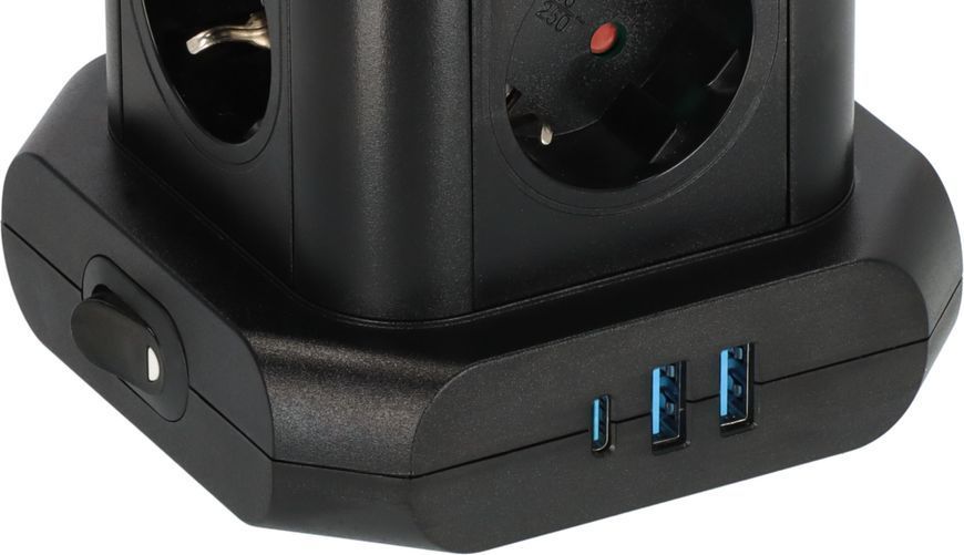 Подовжувач настільний з USB C Power Delivery 20 Вт Brennenstuhl Desktop-Power-Plus чорний 1153560010 фото