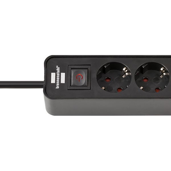 Подовжувач 1,5 метра 4 розетки Brennenstuhl Ecolor 2 USB 3500 Вт чорний 1153240106 фото