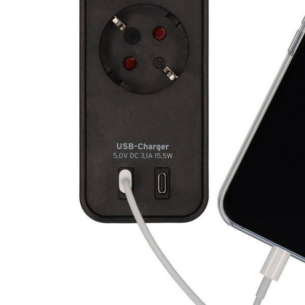 Подовжувач 1,5 метра 4 розетки Brennenstuhl Ecolor 2 USB 3500 Вт чорний 1153240106 фото