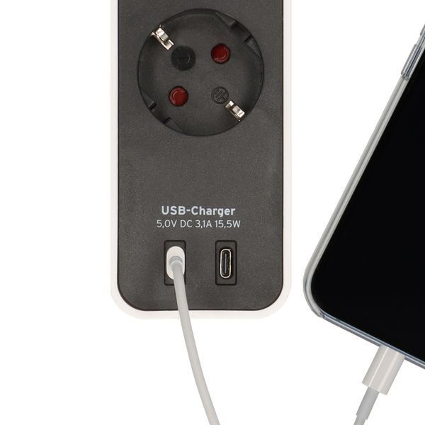 Подовжувач 1,5 метра 4 розетки Brennenstuhl Ecolor 2 USB 3500 Вт чорно-білий 1153240126 фото