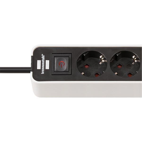 Подовжувач 1,5 метра 4 розетки Brennenstuhl Ecolor 2 USB 3500 Вт чорно-білий 1153240126 фото