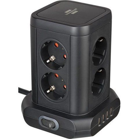 Подовжувач 2 метри 8 розеток настільний Brennenstuhl Premium-Line 4 USB 3500 Вт чорний 1153560000 фото