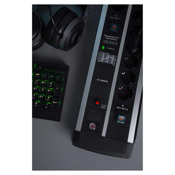 Мережевий фільтр 3 метри 14 розеток Premium Protect-Line 120000А EMI/RFI 2 USB 5V/3100 mA 3680 Вт 16 А 3х1,5мм&sup2; 1392000232 фото