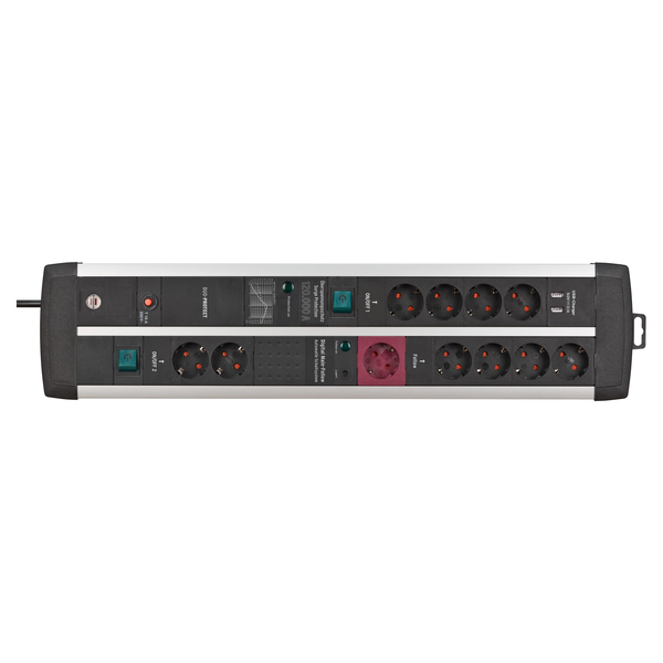 Мережевий фільтр 3 метри 11 розеток Premium Protect-Line 120000А EMI/RFI 2 USB 5V/3100 mA 3680 Вт 16 А 3х1,5мм&sup2; 1392000230 фото
