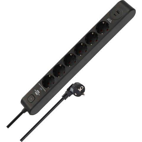 Мережевий фільтр 2 метри 6 розеток Brennenstuhl Premium-Line 2 USB Power Delivery 20 Вт 3500 Вт 16 А 1150790602 фото