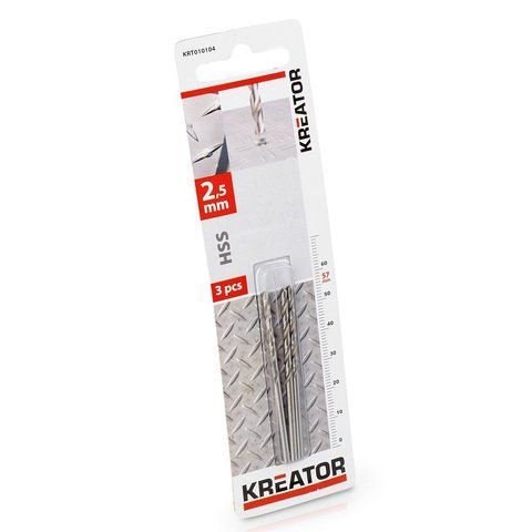 Свердло по металу HSS &Oslash; 2.5x57mm 3шт Kreator KRT010104 фото