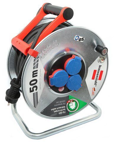 Подовжувач на котушці 50 м Brennenstuhl Garant-S 3 розетки 3300 Вт 220 В 16 А IP44 H05RR-F 3G1,5мм&sup2; чорний 1198530 фото