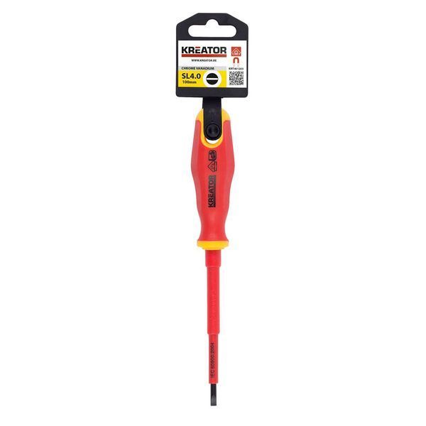Викрутка діелектрична CrV 100мм SL4 vde Kreator KRT401203 фото