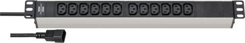 Подовжувач 2 метри 12 розеток для серверної шафи 19" Brennenstuhl Alu-Line C13/С14 2300 Вт 1390007112 фото
