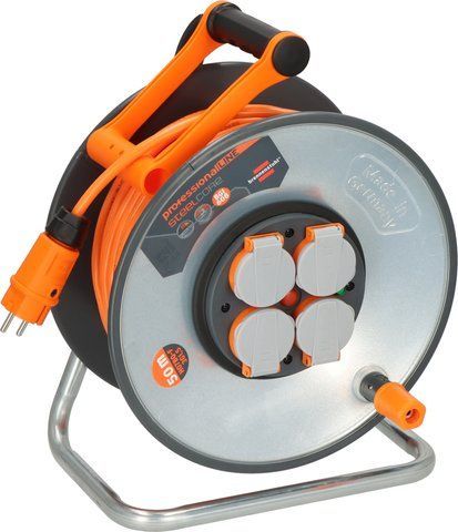 Подовжувач на котушці 50 м Professional Line SteelCore 4 розетки 3300 Вт 220 В 16 А IP44 H07BQ-F 3G1,5мм&sup2; помаранчевий 9191500200 фото